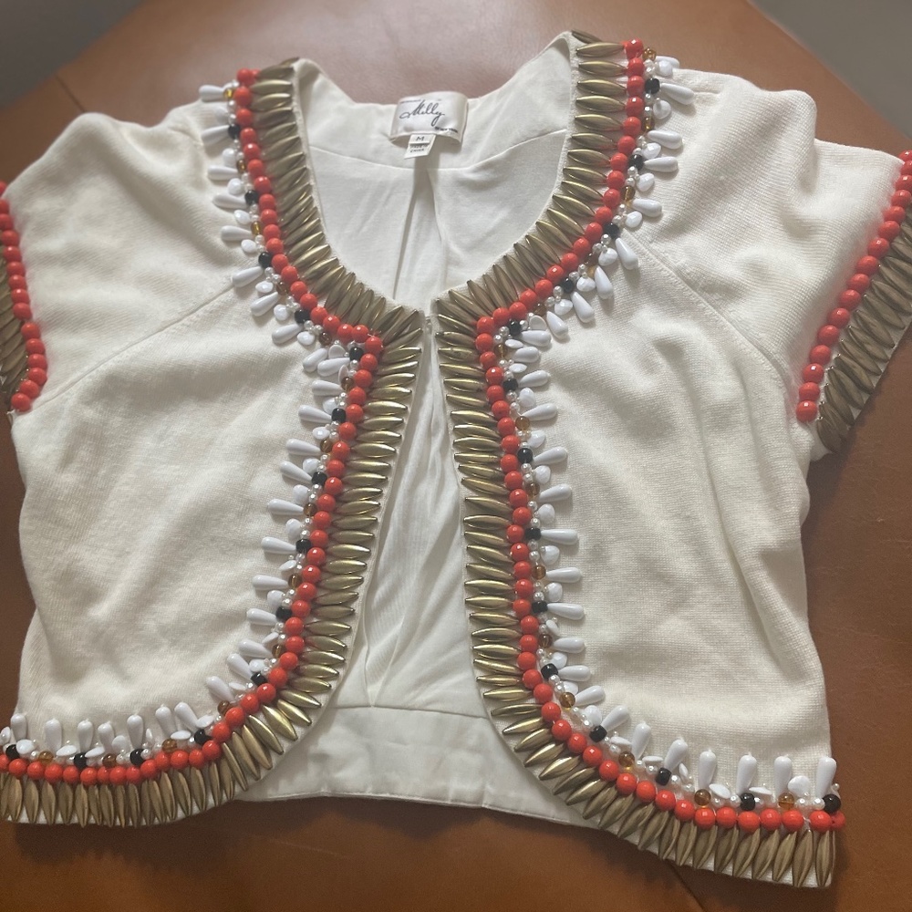 Milly Beaded Embroidered Cardigan Sweater